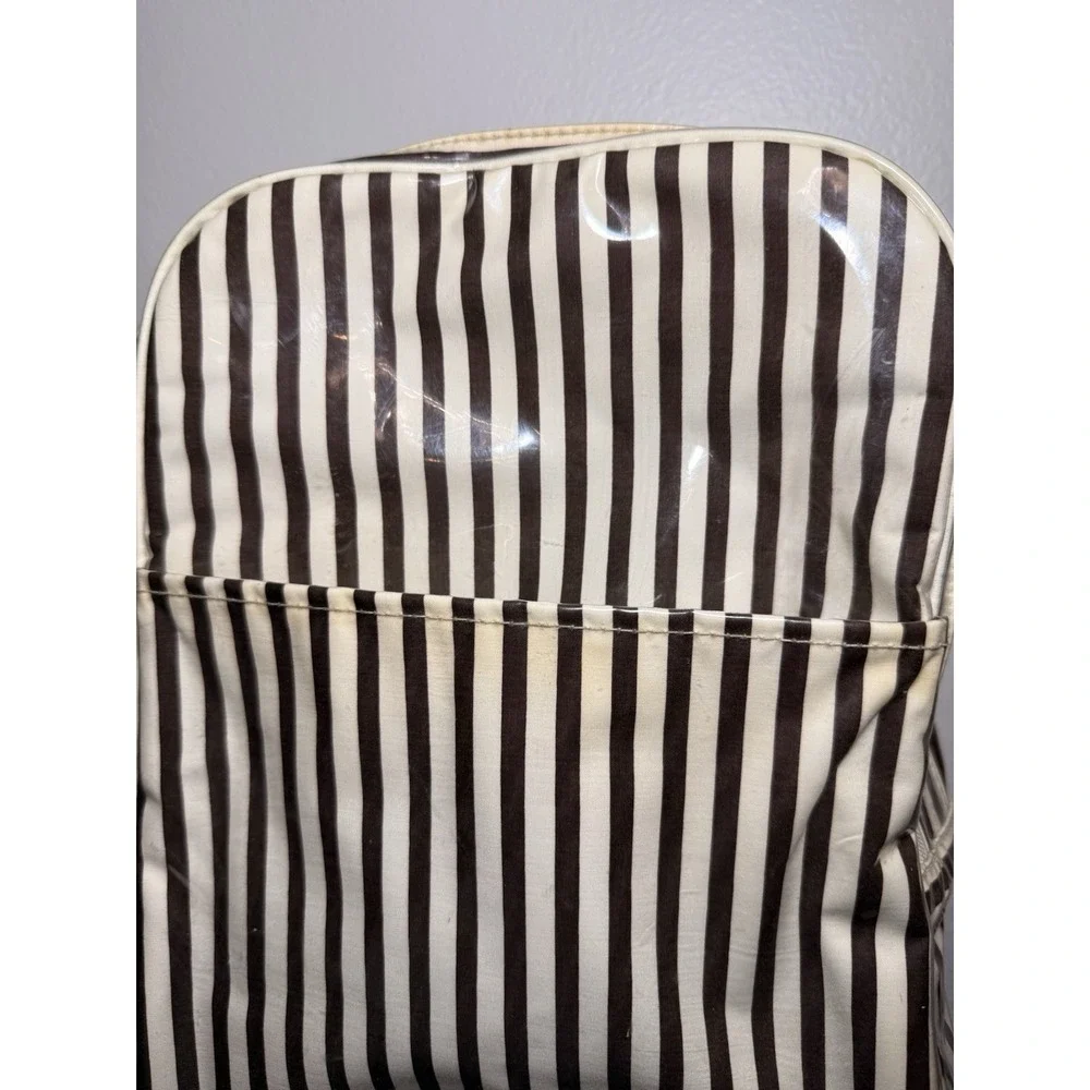 Vintage Henri Bendel Centennial Stripe Large Clear Vinyl‎ Makeup Bag 12 X 9 X 4